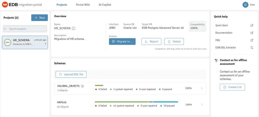 The Migration Portal home page.